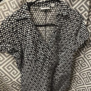 New York & Company - black & white, button down, short sleeve top